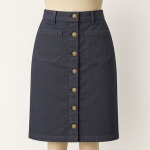 Polo Ralph Lauren Dark Wash Denim Gold Button Midi Skirt 8 M Y2K Old Money Jean